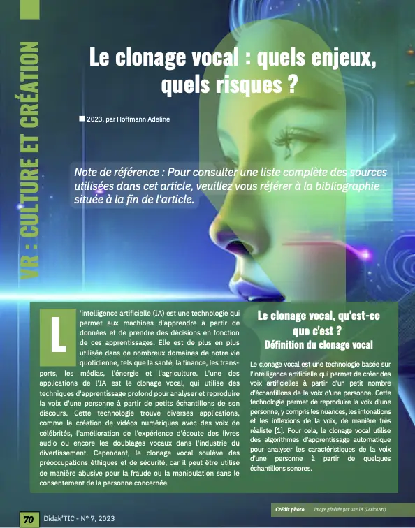 Le clonage vocal : quels enjeux, quels risques ?  — Magazine Didak'Tic #7 — Expériences virtuelles