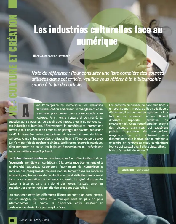 Les industriels culturelles face au numérique  — Magazine Didak'Tic #7 — Expériences virtuelles
